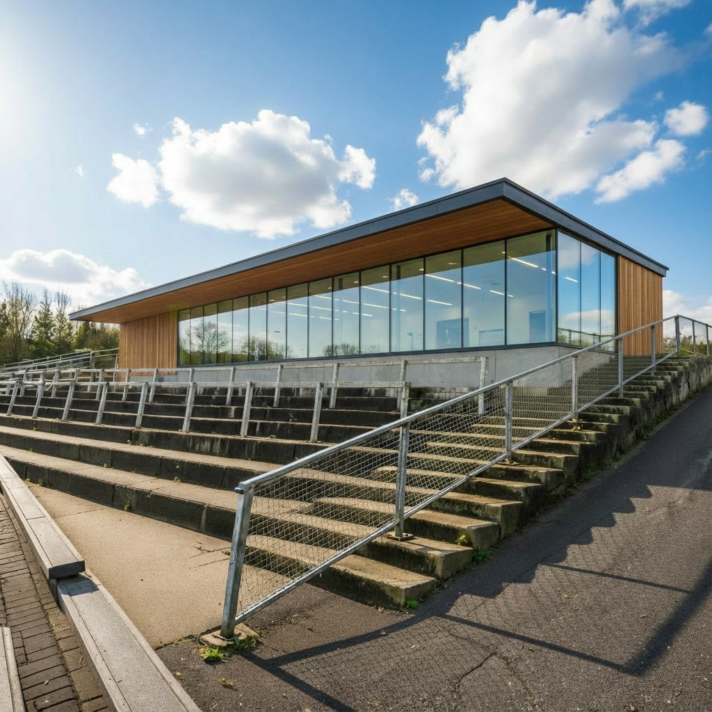 Modern modular building with glass frontage